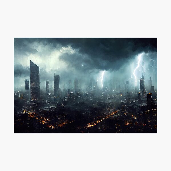 Storm over the city Photographic Print