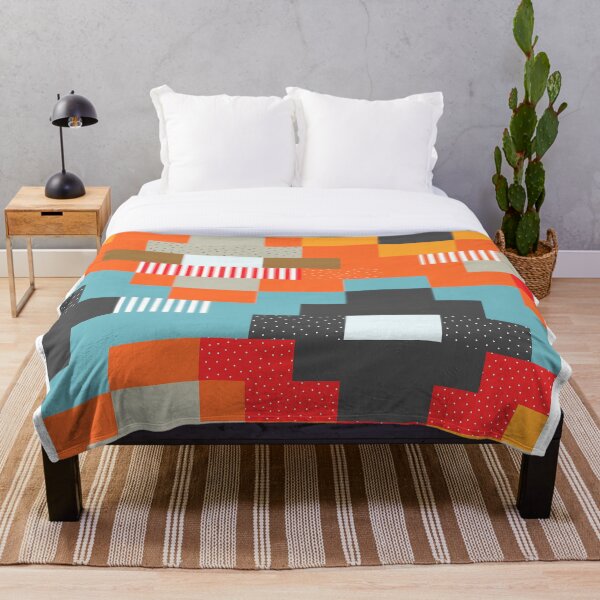 Aperçu de l'œuvre Rectangles colorés avec des rayures et des points créée et vendue par CocosAbstract.