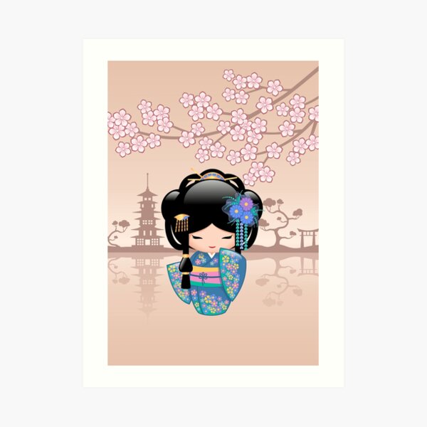 Japanese Keiko Kokeshi Doll Art Print