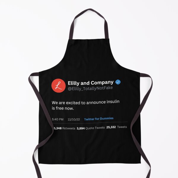 Item preview, Eli Lilly Insulin is Free Now Fake Tweet Parody (detailed, dark) designed and sold by MillennialMemer.