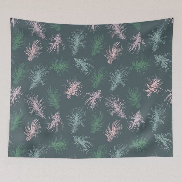 Item preview, Green pattern with hand drawn feathers designed and sold by HannaShvaikova.
