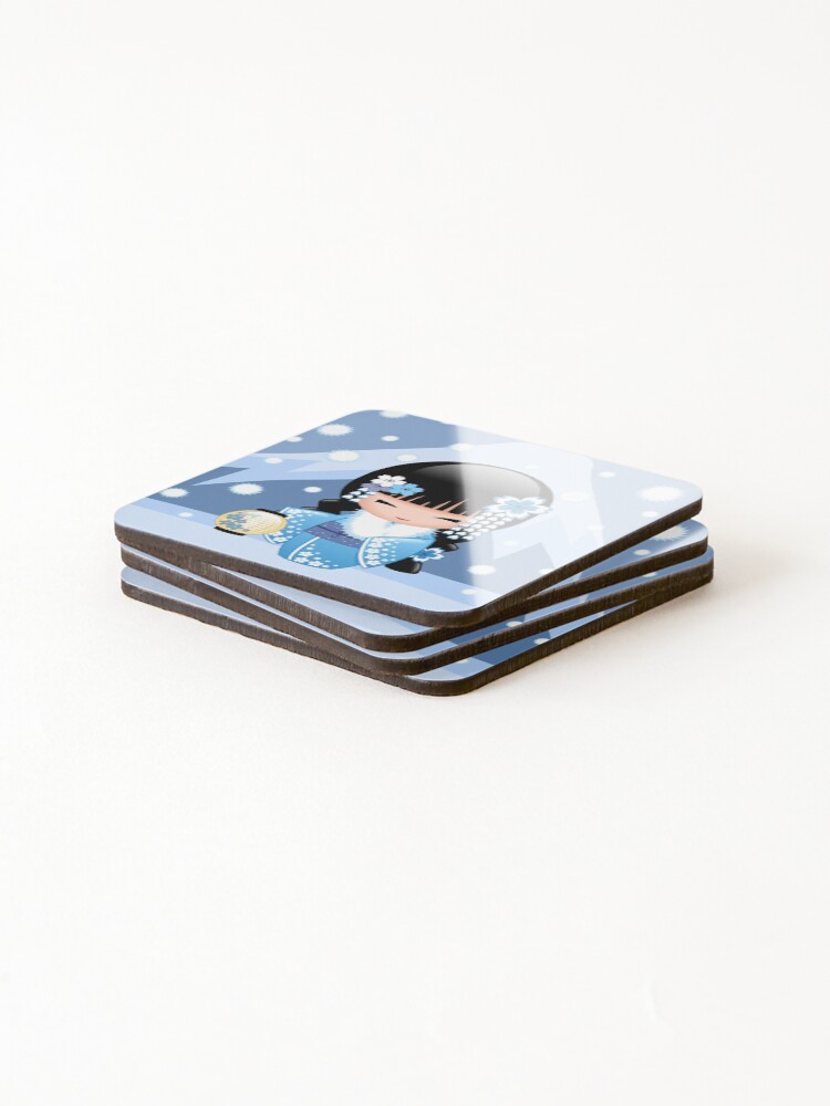 Alternate view of Winter Kokeshi Doll V2 Coasters (Set of 4)
