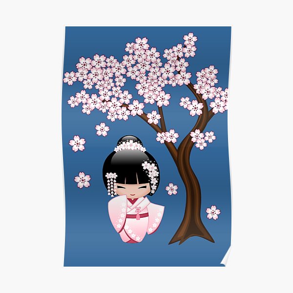 Japanese Bride Kokeshi Doll Poster