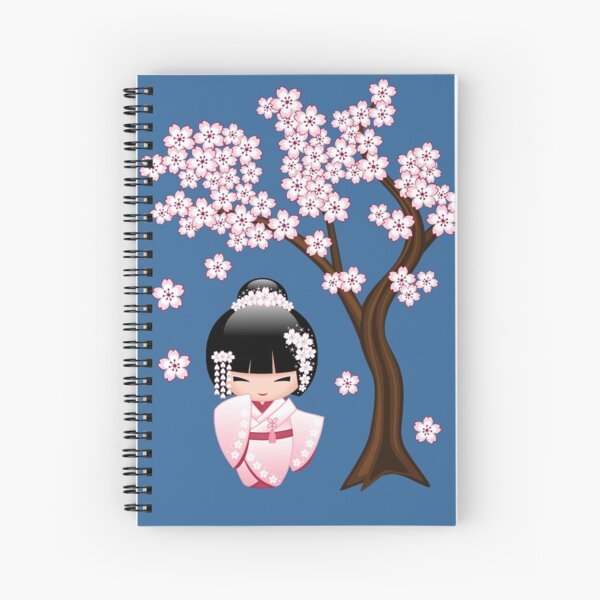 Japanese Bride Kokeshi Doll Spiral Notebook