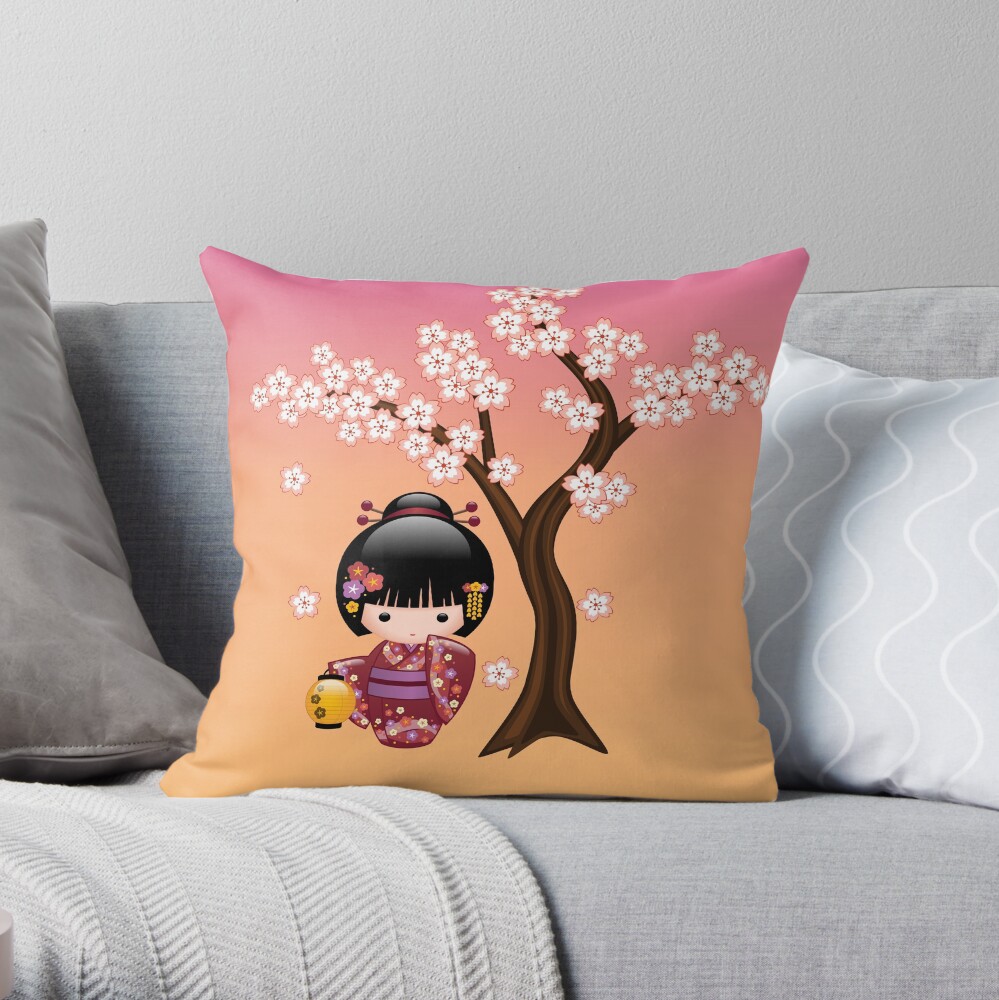Muñeca japonesa Sakura Kokeshi Cojín