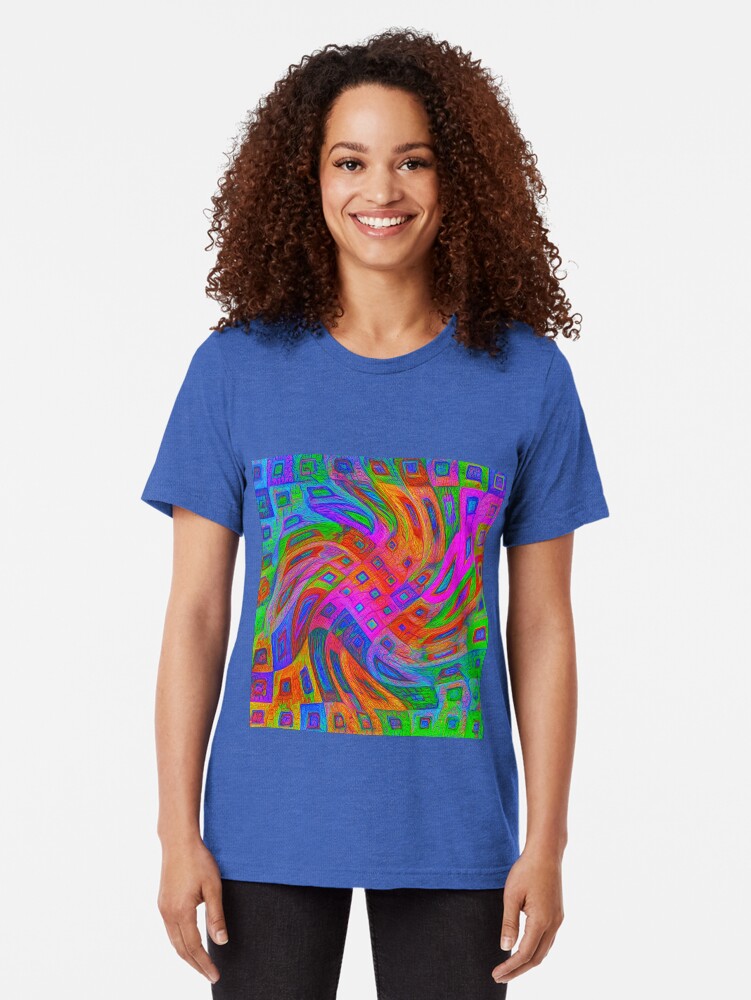 Alternate view of A blue and white striped tie on a white bed Tri-blend T-Shirt