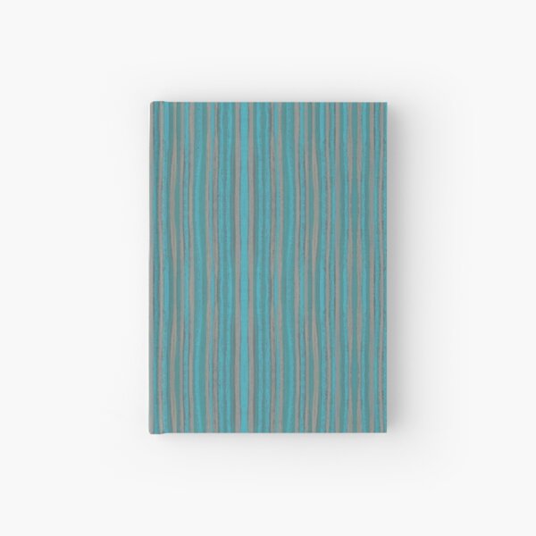 Grey Turquoise Narrow Stripe Striped Pattern Hardcover Journal