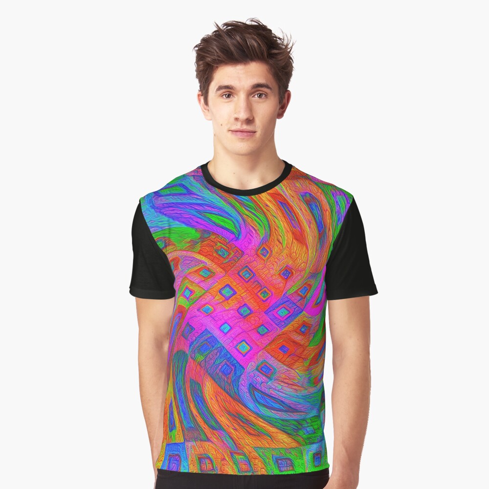 A blue and white striped tie on a white bed Graphic T-Shirt