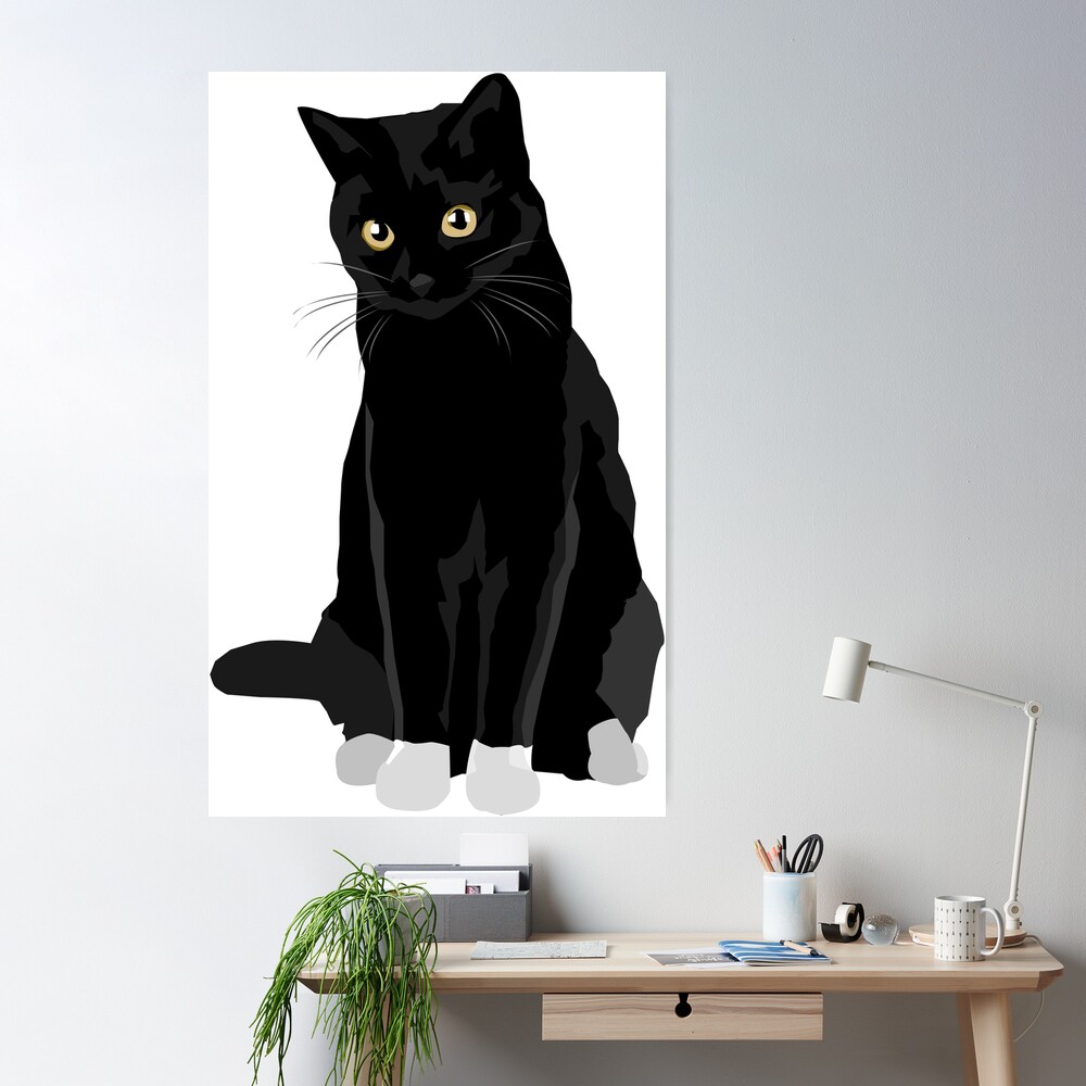 Black Cat with White Paws | Poster