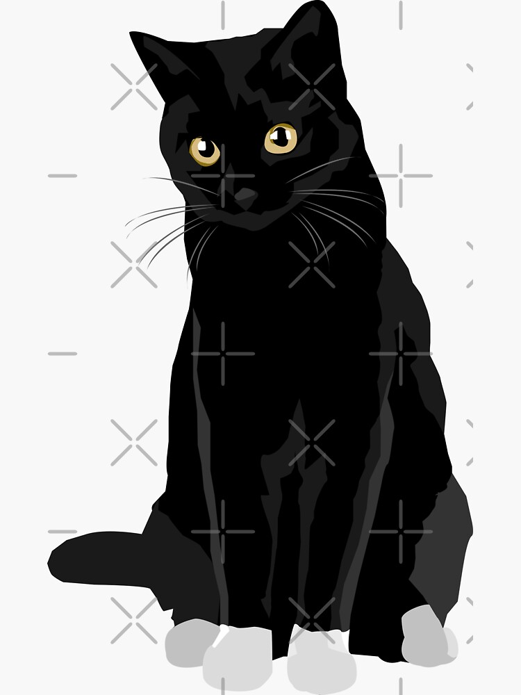 "Black Cat with White Paws" Sticker for Sale by bluhak Redbubble