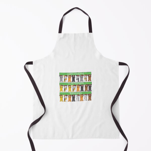 Item preview, Happy Holidays Bartender Cartoon Cats Holding Banners designed and sold by KateTaylor.