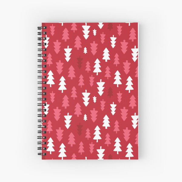 Item preview, Christmas Trees - Pink, white and deep red on red - Christmas pattern by Cecca Designs designed and sold by Cecca-Designs.