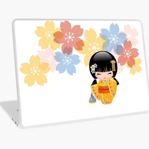 Japanese Summer Kokeshi Doll Laptop Skin