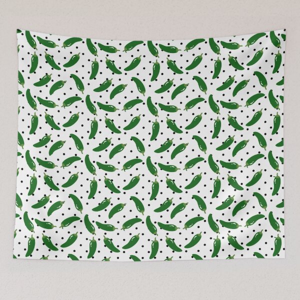 Item preview, Green jalapeño peppers on polka dots designed and sold by mixMixtli.