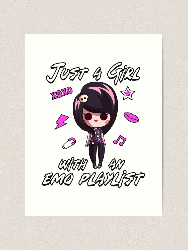 Just a Girl With an Emo Playlist - Emo Forever Goth Punk Art Print for Sale  by jazminanett