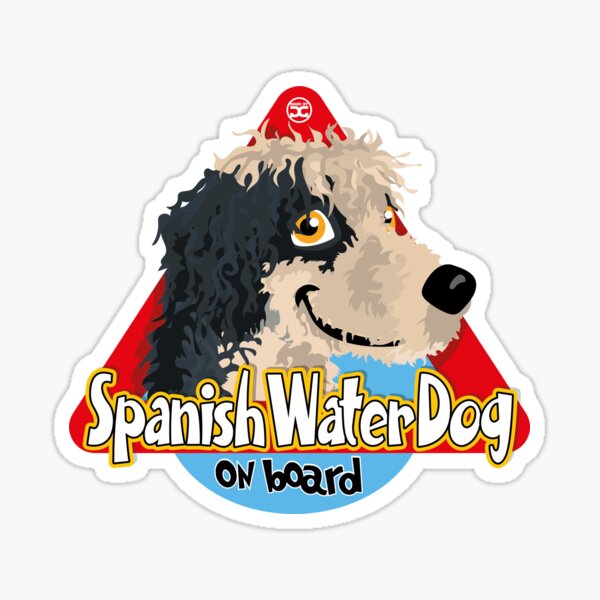 Spanish Water Dog On Board - B&W Sticker