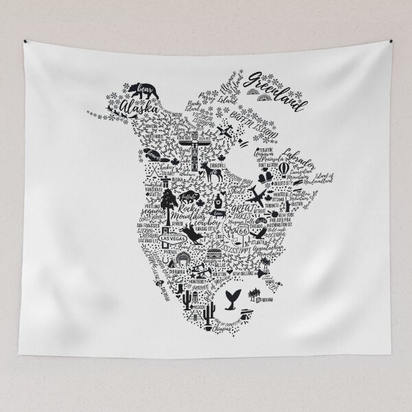 Item preview, Typography poster. North America map. North America travel guide. designed and sold by Moloko88.