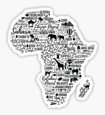 Typography poster. Africa map. Sticker
