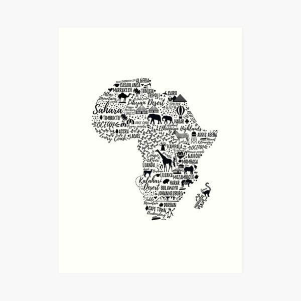 Typography poster. Africa map. Art Print