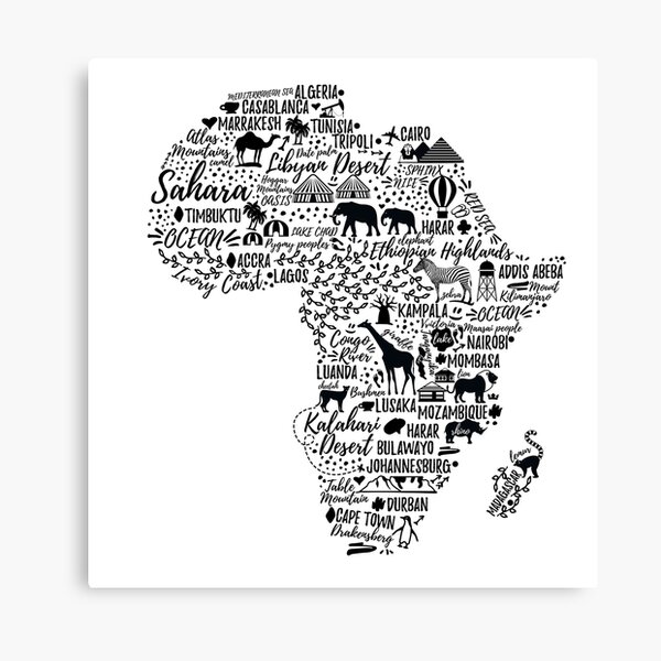 Affiche de typographie. Carte de l'Afrique. Impression sur toile