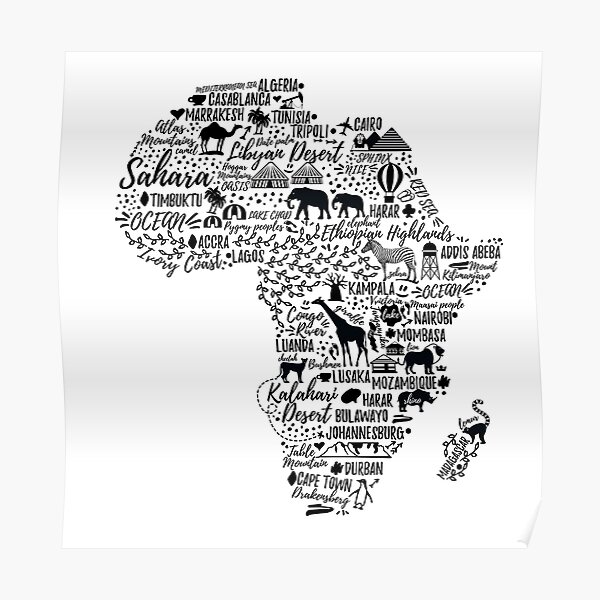 Typography poster. Africa map. Poster