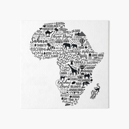 Typography poster. Africa map. Art Board Print