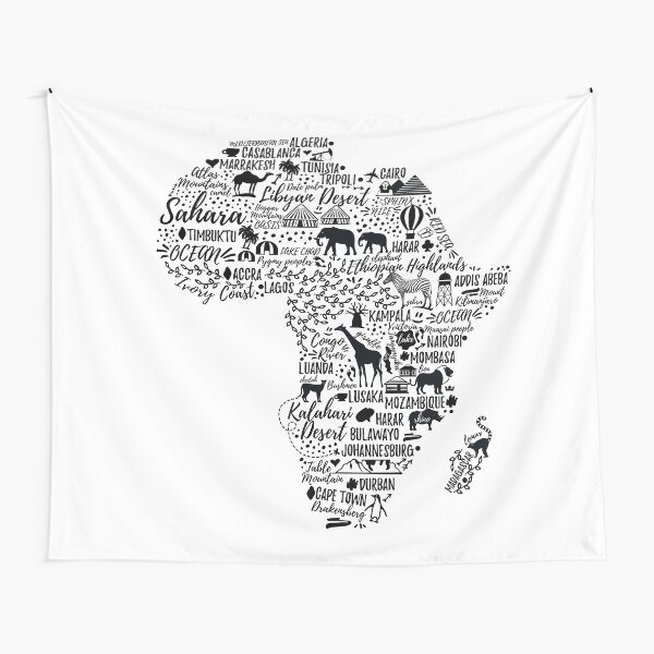 Typography poster. Africa map. Tapestry