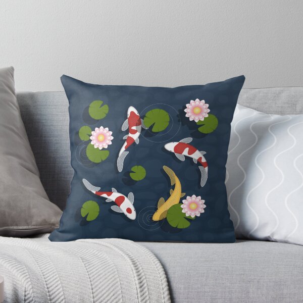 Japanese Koi Fish Pond Throw Pillow