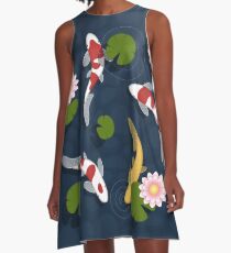 Japanese Koi Fish Pond A-Line Dress