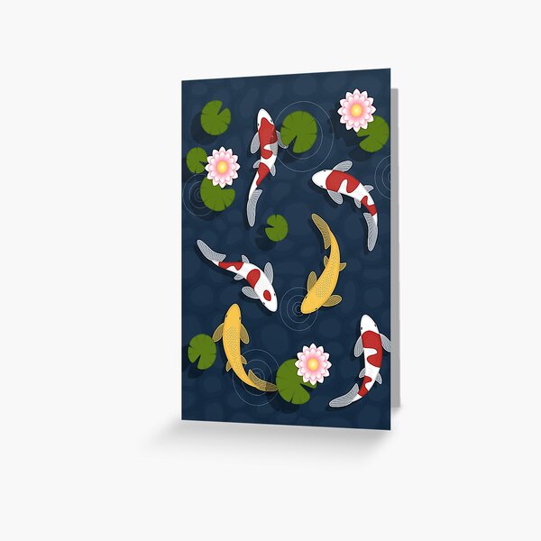 Japanese Koi Fish Pond Greeting Card