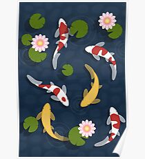 Japanese Koi Fish Pond Poster