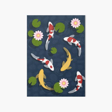 Japanese Koi Fish Pond Art Board Print