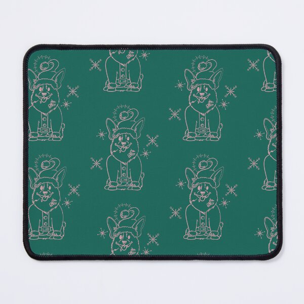 Item preview, Retro Vintage Pink en blanco Santa claus Corgi Line Art en Emerald Green designed and sold by Heather van der Dys.