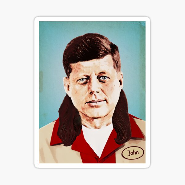 "JFK mullet 35th US president John bowling" Sticker for Sale by Captain