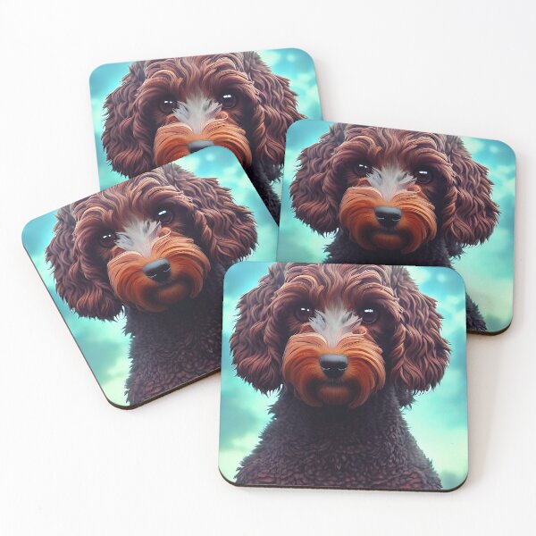 Item preview, Cockapoo Dog Portrait on Blue designed and sold by blackdogshop.