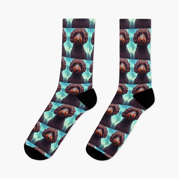 Item preview, Cockapoo Dog Portrait on Blue designed and sold by blackdogshop.