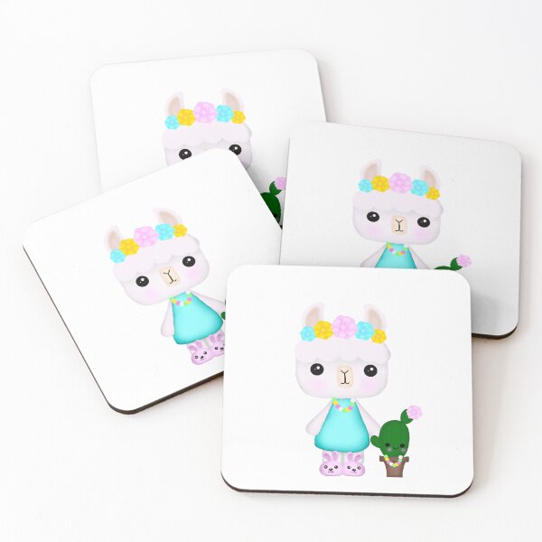Item preview, Cute Kawaii Llama with cactus  designed and sold by StacyMint.
