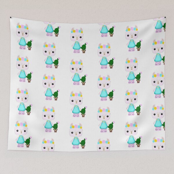 Item preview, Cute Kawaii Llama with cactus  designed and sold by StacyMint.