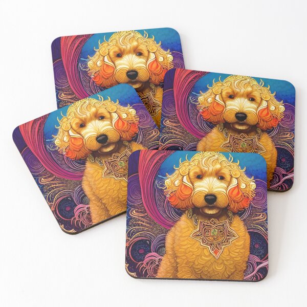 Item preview, Labradoodle Dog Fantasy Psychedelic Beautiful Doodle Portrait Digital Art Painting designed and sold by Lovedogz4life.