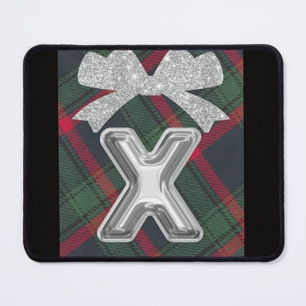 Item preview, Glorious Red and Green Plaid with Glittering Bow and Puff Initial-X designed and sold by SunMoonBeyond.
