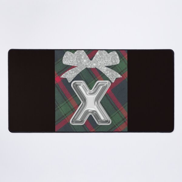 Item preview, Glorious Red and Green Plaid with Glittering Bow and Puff Initial-X designed and sold by SunMoonBeyond.