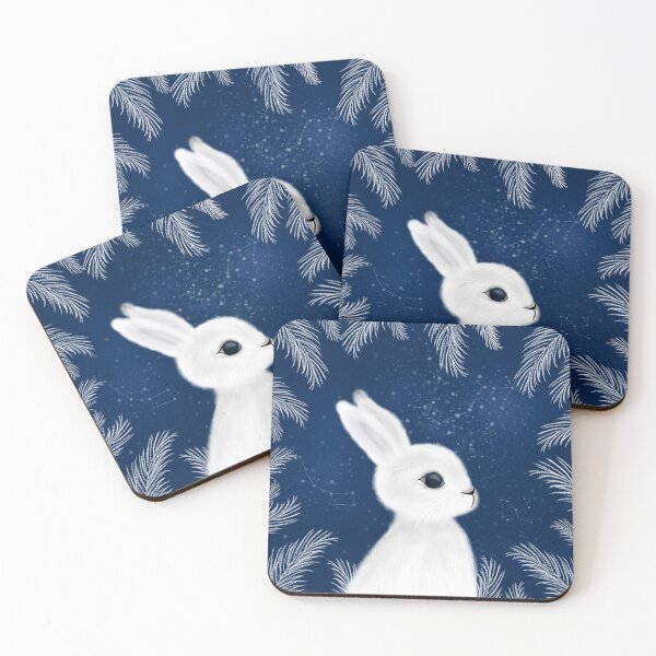 Item preview, Whitу Christmas bunny in a blue sky designed and sold by StacyMint.