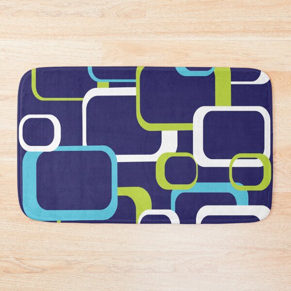 Item preview, Green White and Light Blue Retro Squares Pattern Blue Background designed and sold by ValeriesGallery.