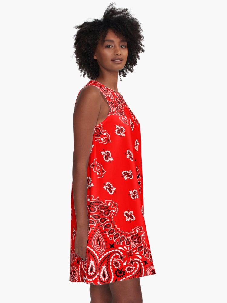 red bandana mesh dress