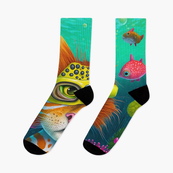 Item preview, Adventurous Cat Swimming Under the Sea designed and sold by harborhouse55.