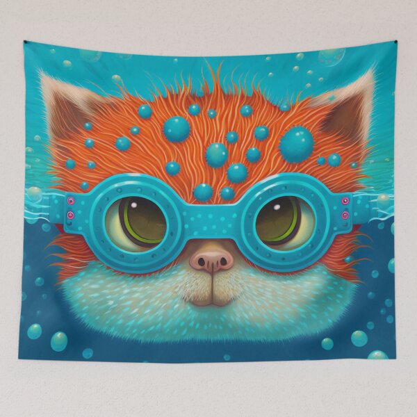 Item preview, Adventurous Cat Swimming Under the Sea 4 designed and sold by harborhouse55.