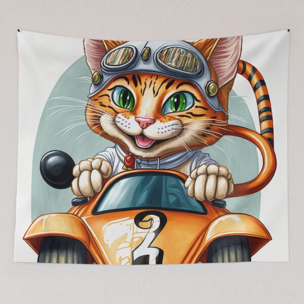 Item preview, Adventurous Cat Riding a Motorcycle designed and sold by harborhouse55.