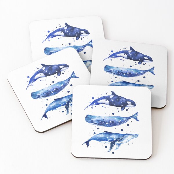 Item preview, Watercolor Whale Trio designed and sold by SamNagelArt.