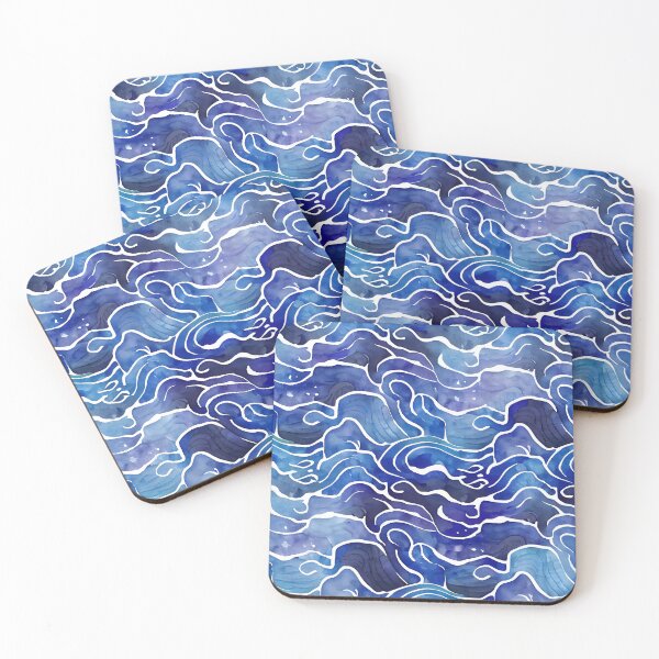 Item preview, Abstract Watercolor Waves Sea Ocean Blue and Aqua Colors Bathroom Design designed and sold by ClairesPatterns.