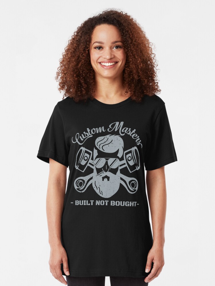 Alternate view of Gray Custom Masters Built Not Bought Slim Fit T-Shirt
